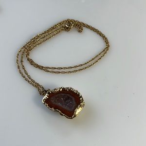 18” gold filled rope chain with a drusy quartz pendant